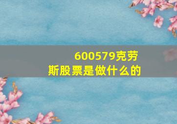 600579克劳斯股票是做什么的