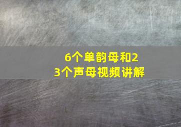 6个单韵母和23个声母视频讲解