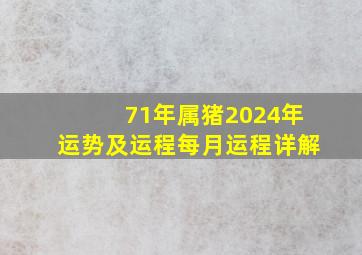 71年属猪2024年运势及运程每月运程详解