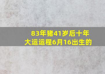 83年猪41岁后十年大运运程6月16出生的