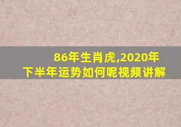 86年生肖虎,2020年下半年运势如何呢视频讲解