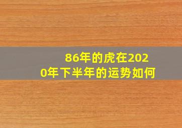 86年的虎在2020年下半年的运势如何