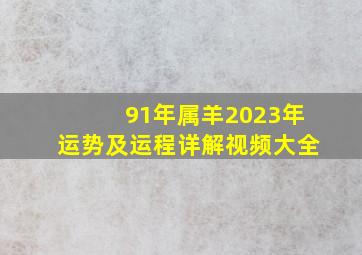 91年属羊2023年运势及运程详解视频大全