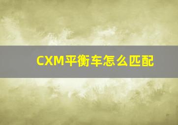 CXM平衡车怎么匹配