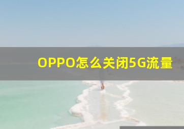 OPPO怎么关闭5G流量