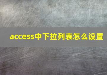 access中下拉列表怎么设置