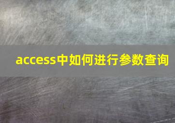 access中如何进行参数查询