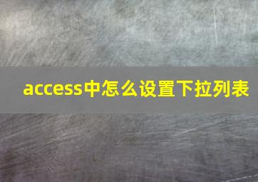 access中怎么设置下拉列表