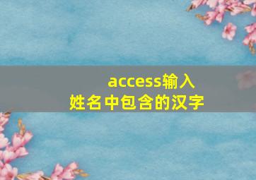 access输入姓名中包含的汉字