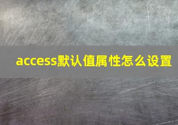 access默认值属性怎么设置