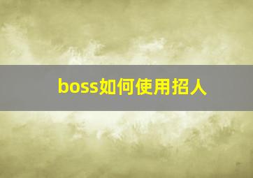 boss如何使用招人