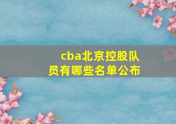 cba北京控股队员有哪些名单公布