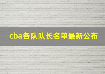 cba各队队长名单最新公布