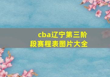 cba辽宁第三阶段赛程表图片大全