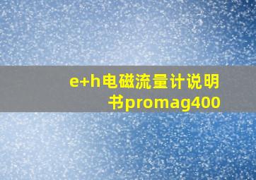 e+h电磁流量计说明书promag400