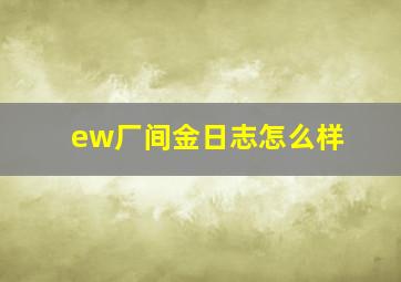 ew厂间金日志怎么样