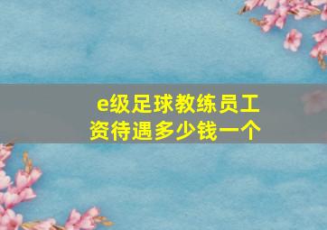 e级足球教练员工资待遇多少钱一个