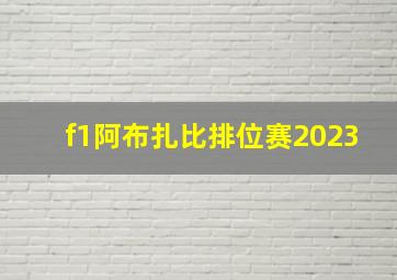 f1阿布扎比排位赛2023