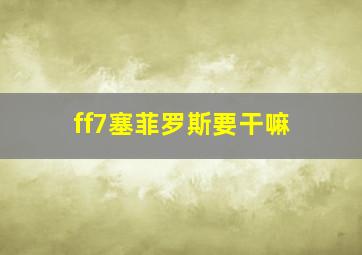 ff7塞菲罗斯要干嘛