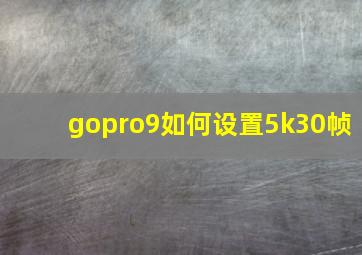 gopro9如何设置5k30帧