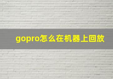 gopro怎么在机器上回放