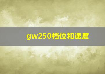 gw250档位和速度