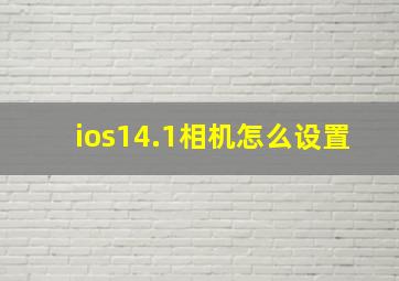 ios14.1相机怎么设置