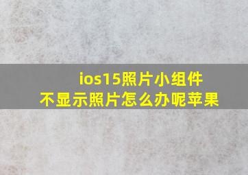 ios15照片小组件不显示照片怎么办呢苹果