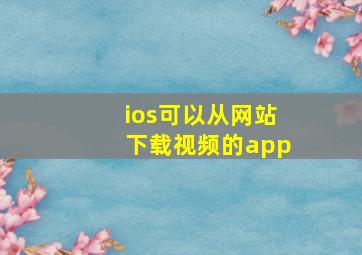 ios可以从网站下载视频的app