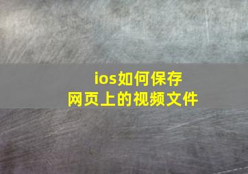 ios如何保存网页上的视频文件