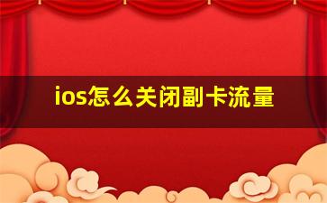 ios怎么关闭副卡流量