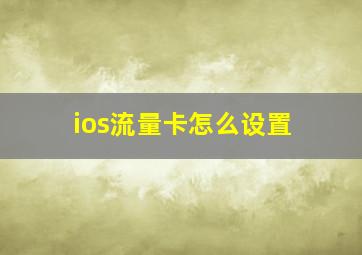 ios流量卡怎么设置