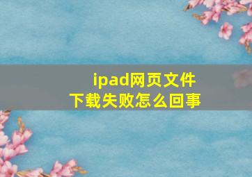 ipad网页文件下载失败怎么回事