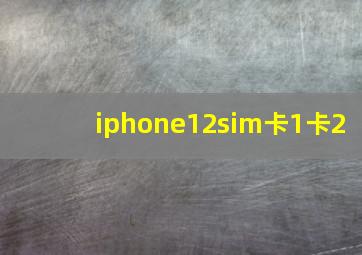 iphone12sim卡1卡2