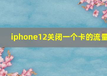 iphone12关闭一个卡的流量