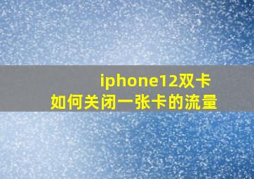 iphone12双卡如何关闭一张卡的流量