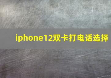 iphone12双卡打电话选择