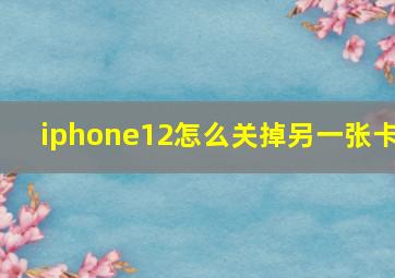 iphone12怎么关掉另一张卡