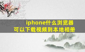 iphone什么浏览器可以下载视频到本地相册