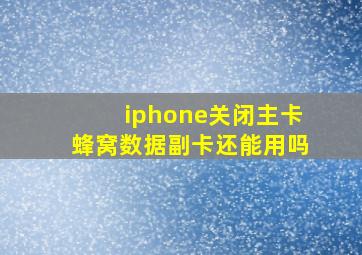 iphone关闭主卡蜂窝数据副卡还能用吗