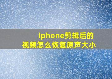 iphone剪辑后的视频怎么恢复原声大小