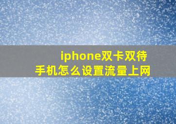 iphone双卡双待手机怎么设置流量上网