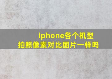 iphone各个机型拍照像素对比图片一样吗