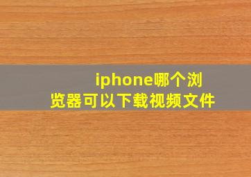 iphone哪个浏览器可以下载视频文件