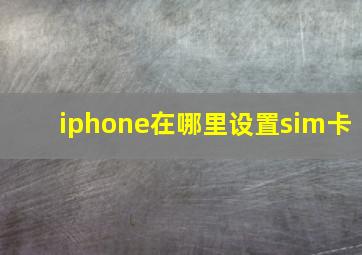 iphone在哪里设置sim卡