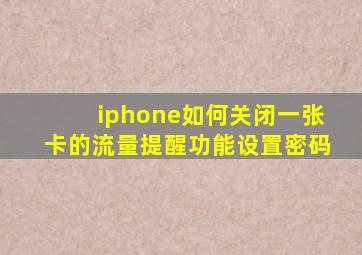 iphone如何关闭一张卡的流量提醒功能设置密码