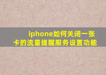 iphone如何关闭一张卡的流量提醒服务设置功能