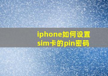 iphone如何设置sim卡的pin密码