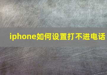 iphone如何设置打不进电话