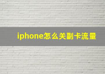 iphone怎么关副卡流量